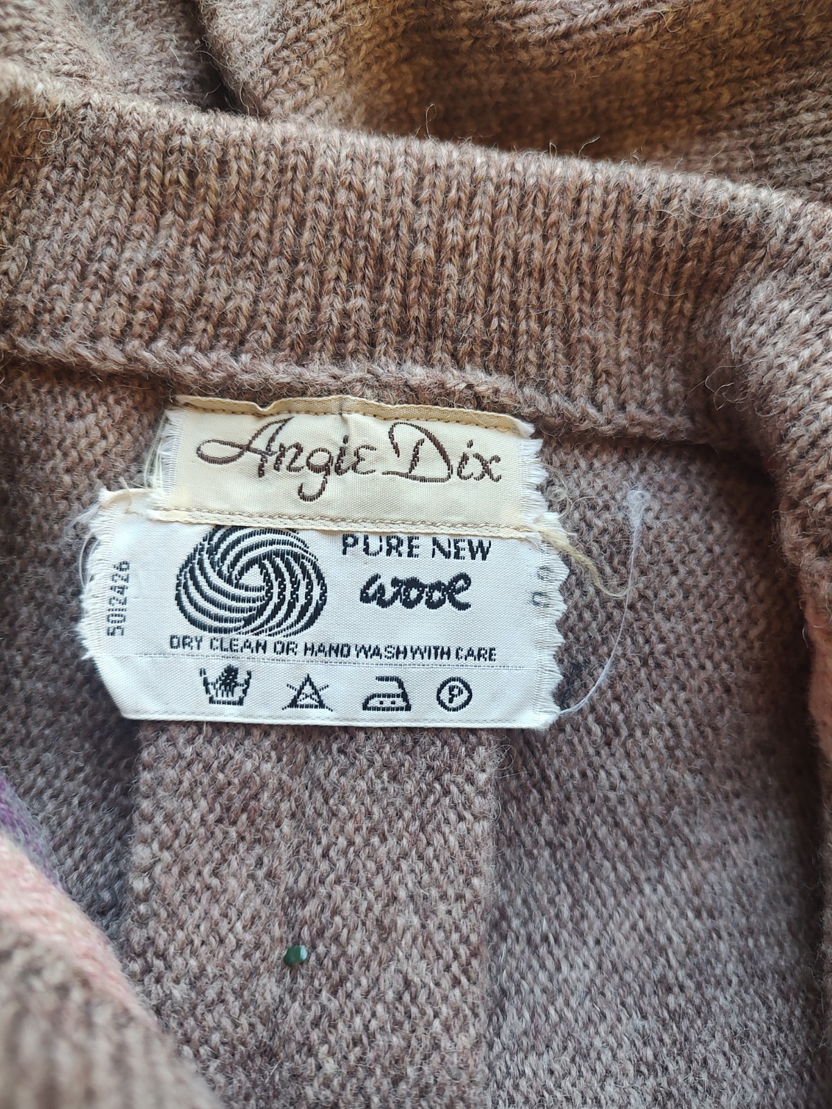 Vintage 60’s Angie Dix Sweater Cardigan 100% New Wool Fancy Knit Rose Gray Small