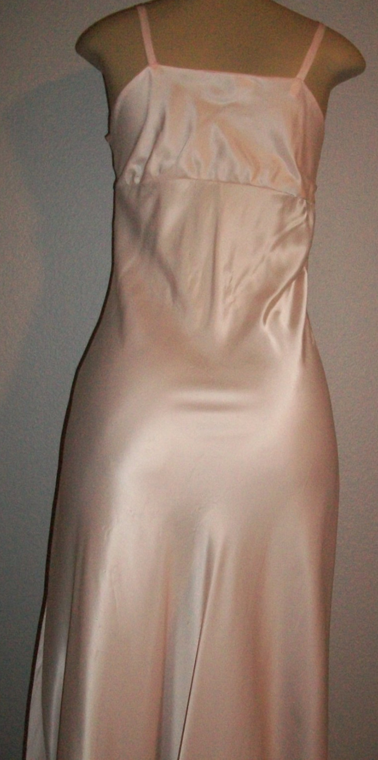 Vtg Pink Acetate Satin Long Nightgown S