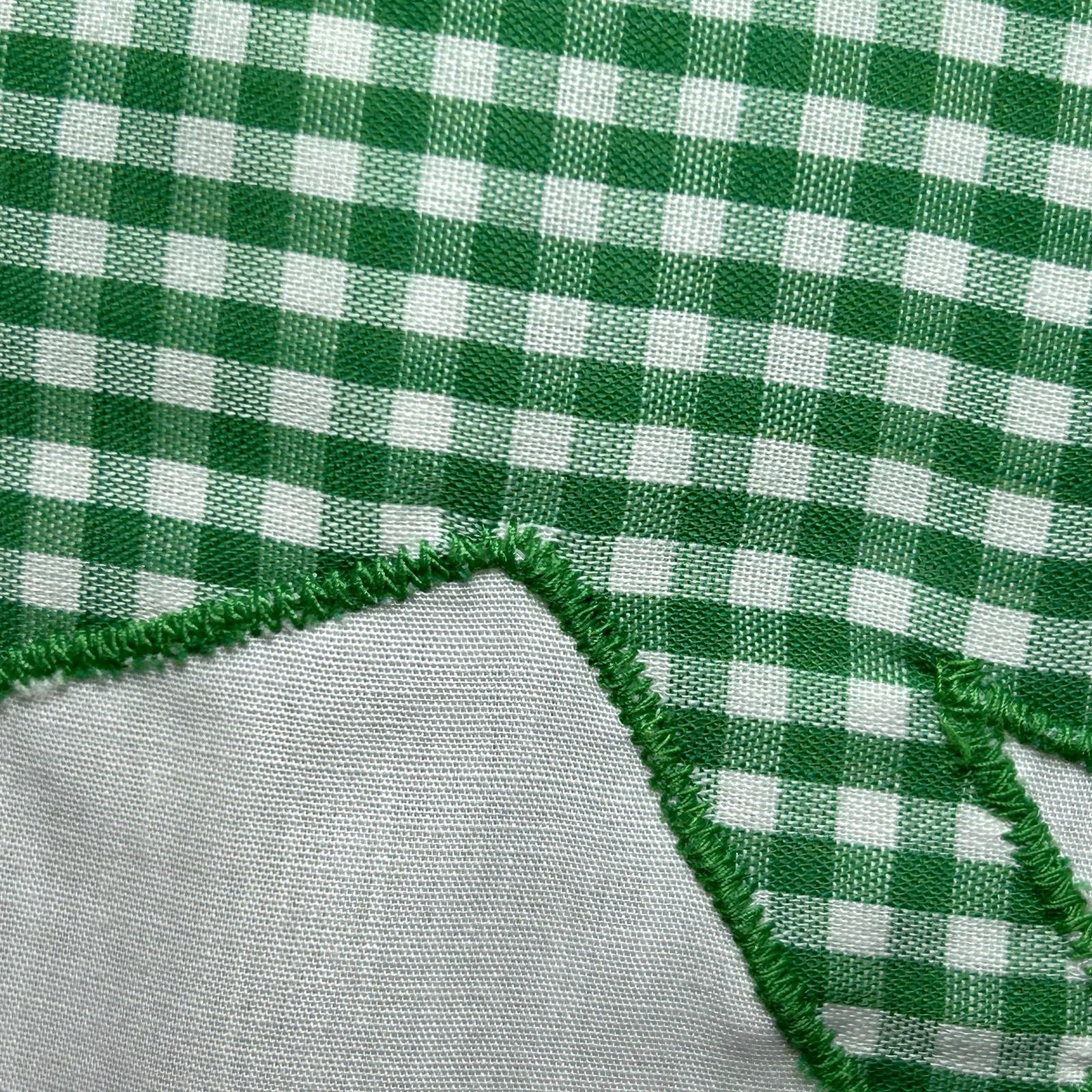 VTG 70s White Shamrock M Embroidery Gingham St. Patrick’s Day Top Twee Retro