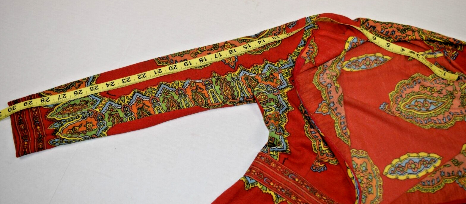 Vintage Maxi Dress Maurice Siz S/M 60s Rusty Orange Kaleidoscopic Print Back Zip