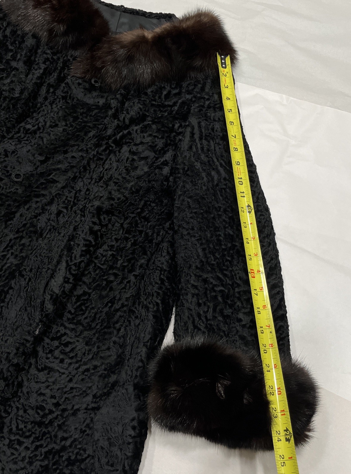 Vintage Persian Lamb Coat Mink Collar Large Black Brown Curly Lamb Old Money