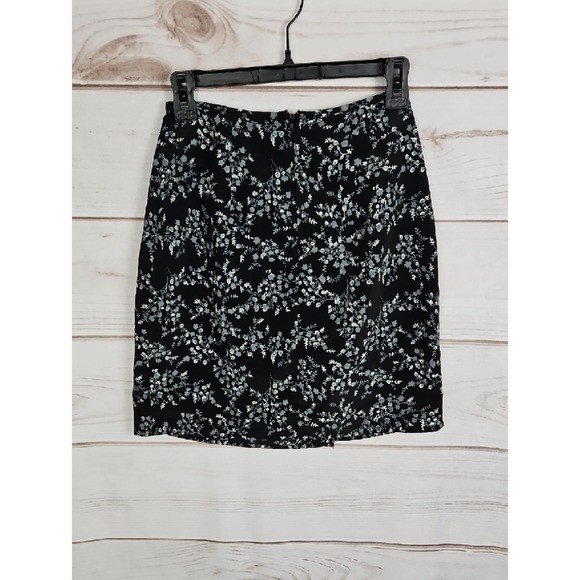 Vintage TR Bentley Black Ditsy Floral Mini Skirt Tulip Hem Women’s 4 XS