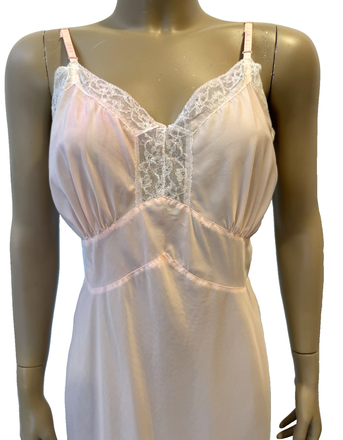 VTG Symphony Full Slip Dress Pink, Lace, Pink, Bust 36, Nylon Retro Sexy 1960’S