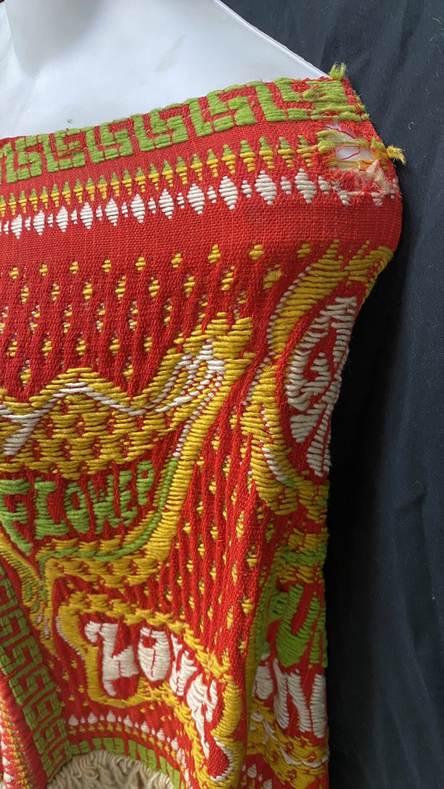 OOAK 1960s MADE IN GREECE Hippie Boho Groovy Woodstock ￼Fringed Shawl Handmade