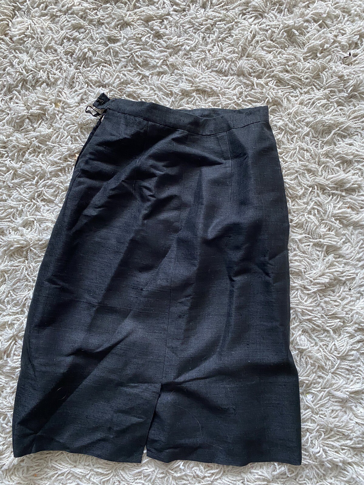 Vintage Skirt Black Raw Silk Pencil Straight Handloomed Sabina Casuals Size 4