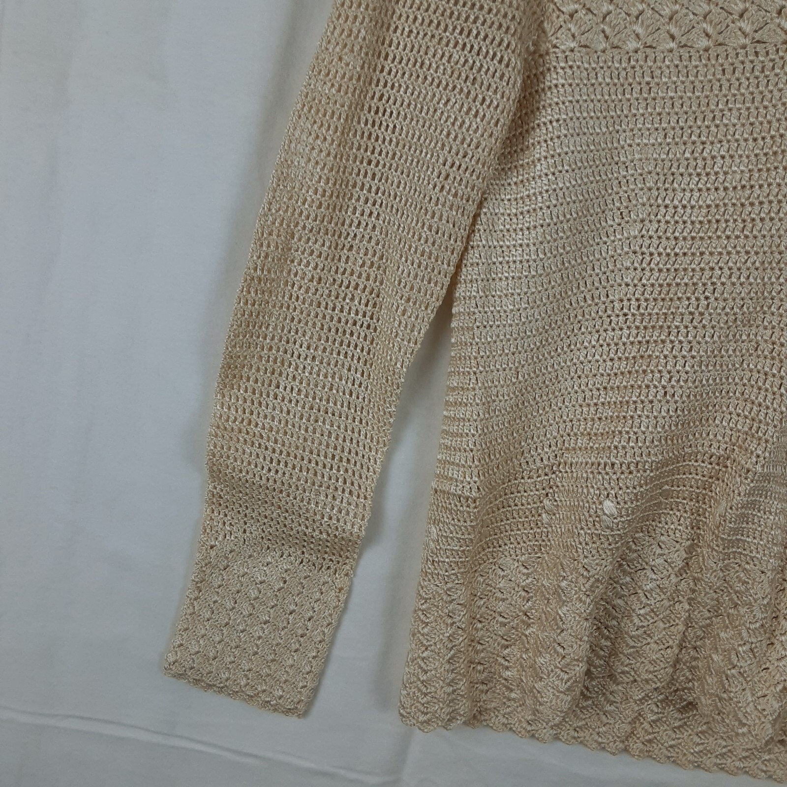 Vintage Sweater Skirt & Top Matching Set Beige Womens Unmarked Size/Brand READ