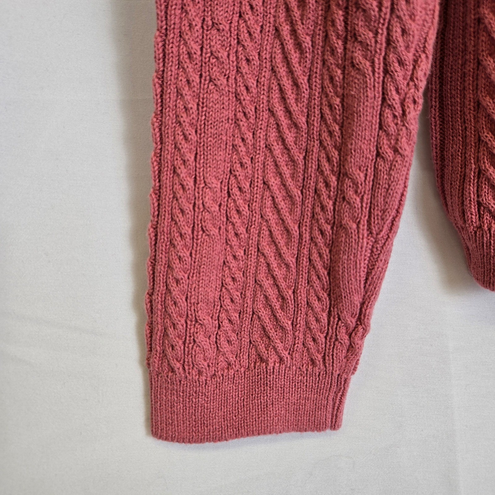 Wainscott 100% Cotton Classic Preppy Cable Knit Sweater, Pink, Medium, Vintage