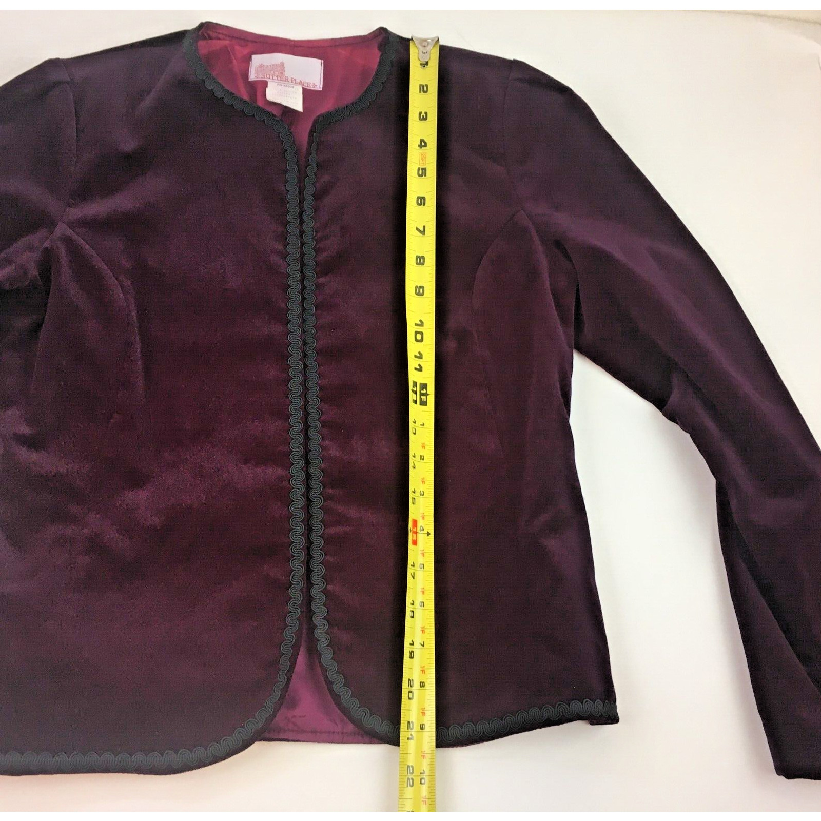 renaissance Ren Faire Womens Velvet jacket lined Size 8 Plum Black Boho
