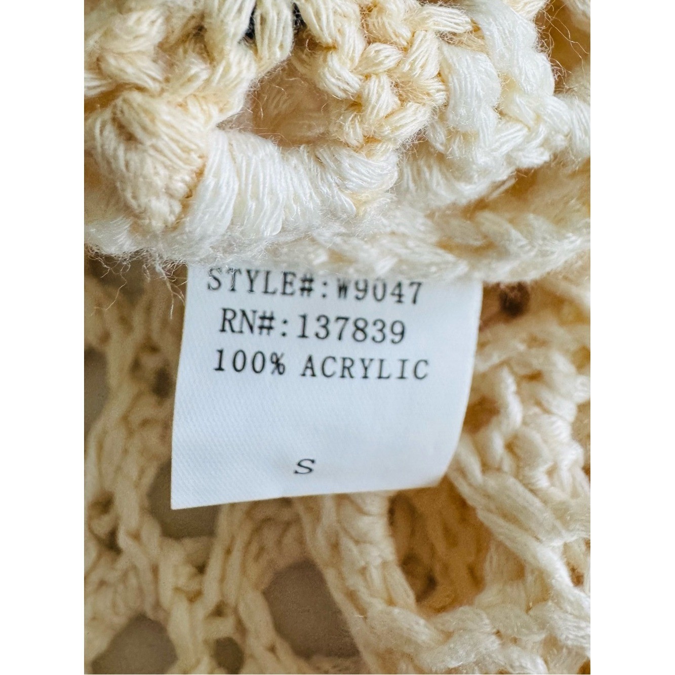 Luna Ivy Granny Square Crochet Crop Sweater Cream Multicolor Boho Size Small