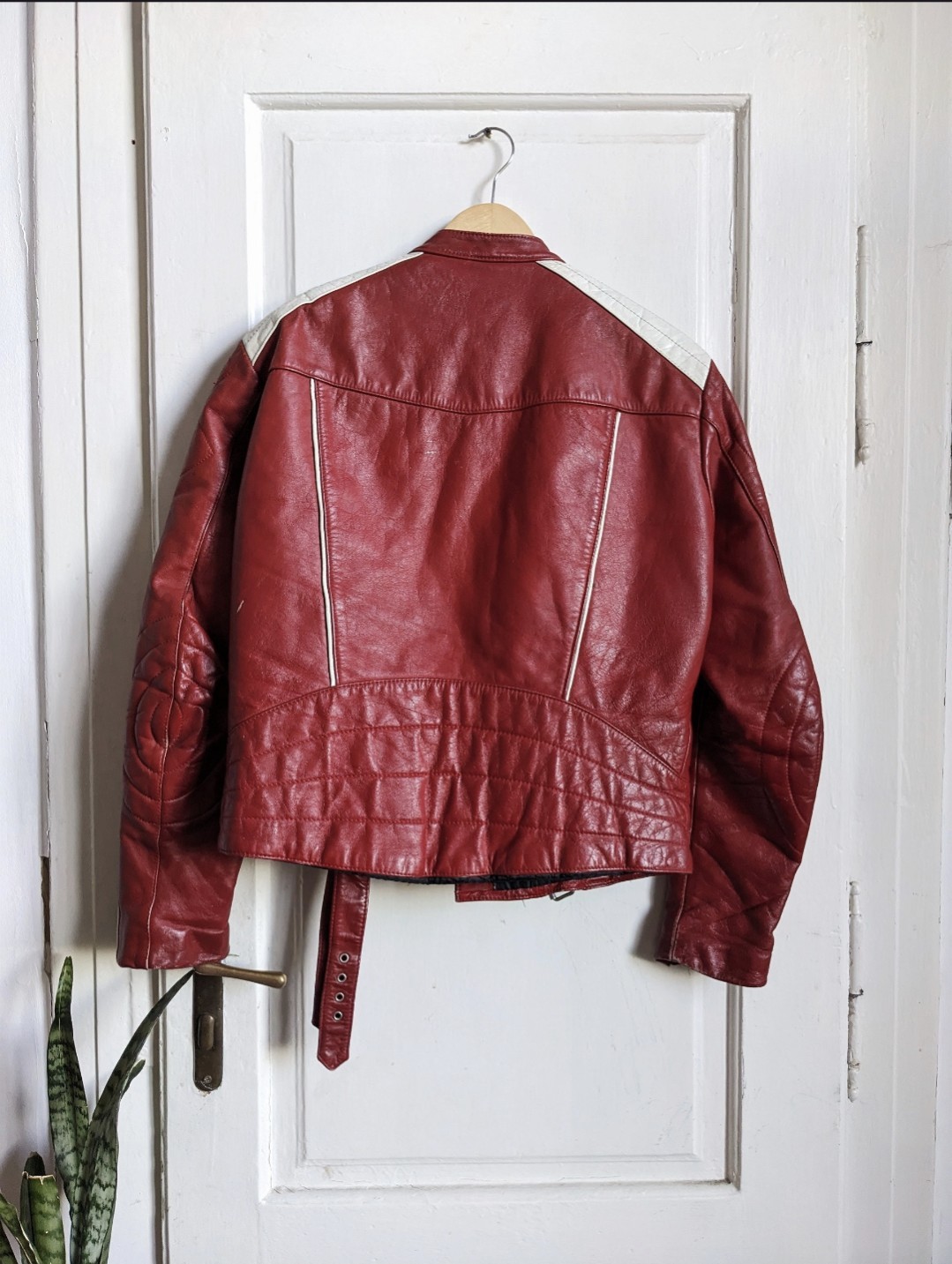 Vintage 70s Erbo Bike Leather Jacket Red