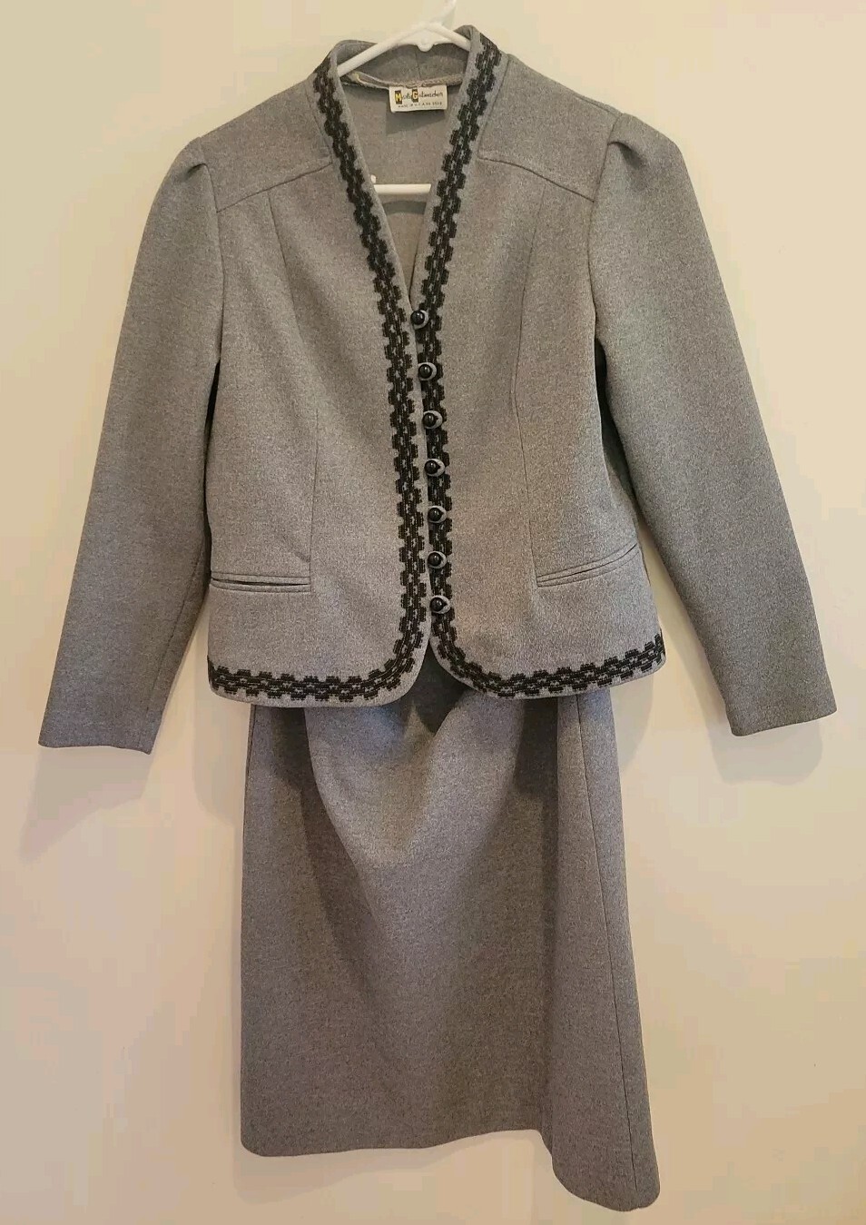 VTG 1970s Secretary Retro Jacket Skirt Dress Suit Set Gutmacher Academic S/M