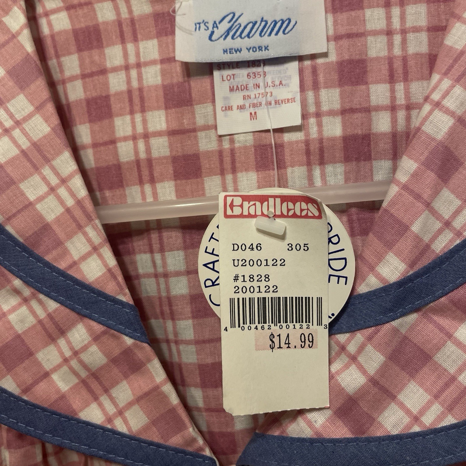 Vintage Its A Charm House Dress Women’s M Checkered Casual New With Tags