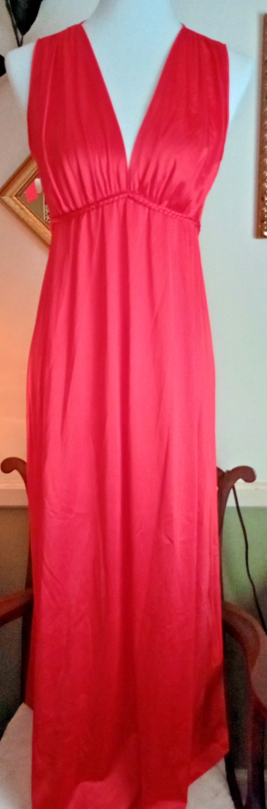 VTG Vanity Fair LONG GRECIAN Style NIGHTGOWN w/Braided Tieback Goddess