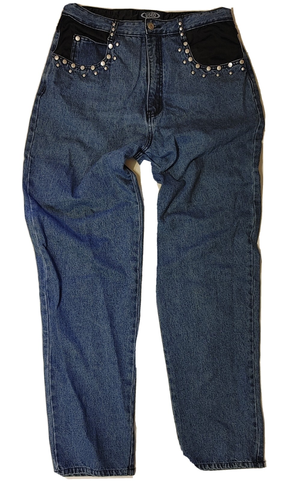VTG. „GET USED” Denim Classic Jeans Size 12 Studded 1980’s Hip Hop 31″W X 31″L