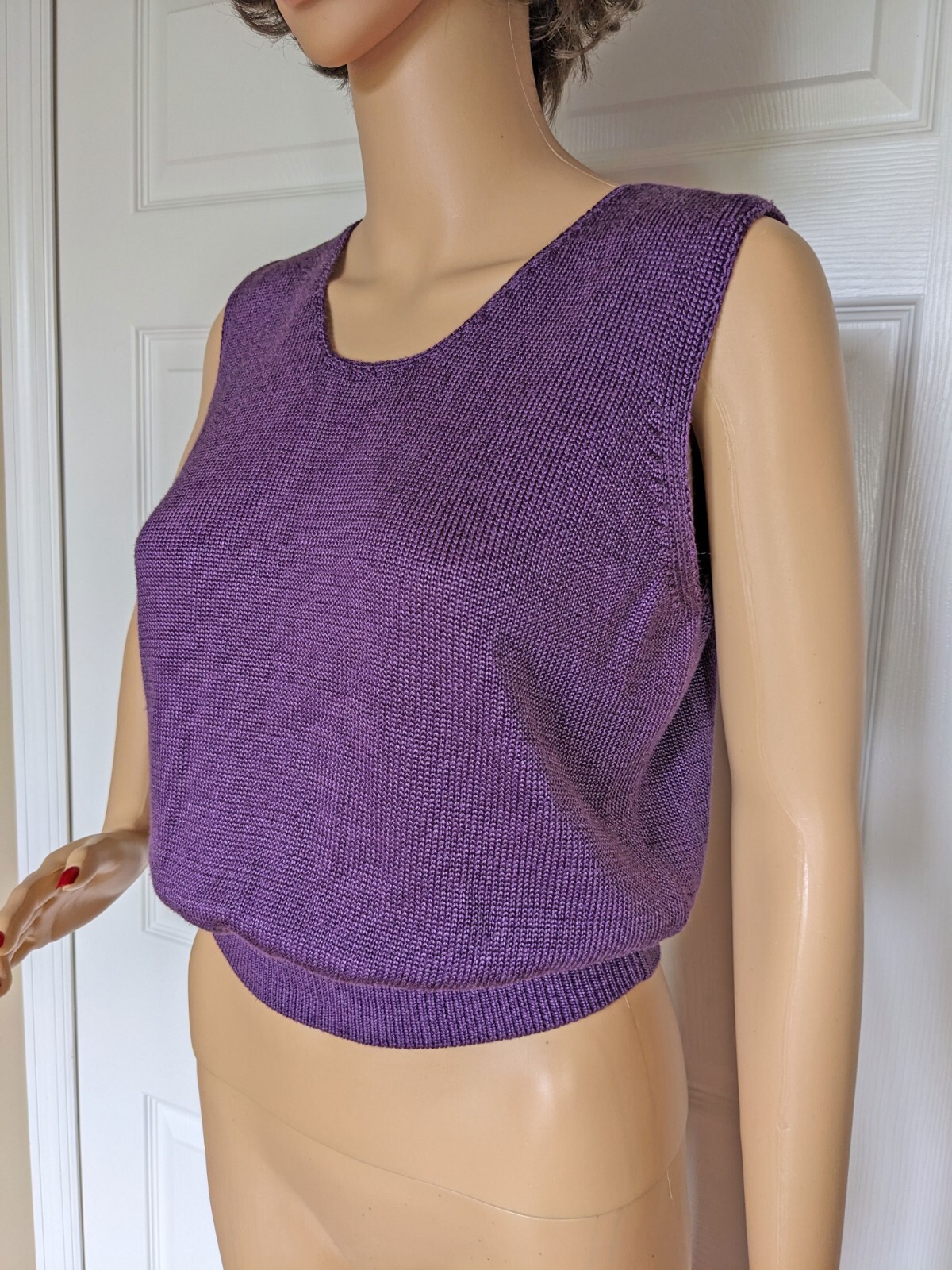 Fia Italia Handloomed Tank Top & Cardigan 34″ bust set, Purple pullover tank SM