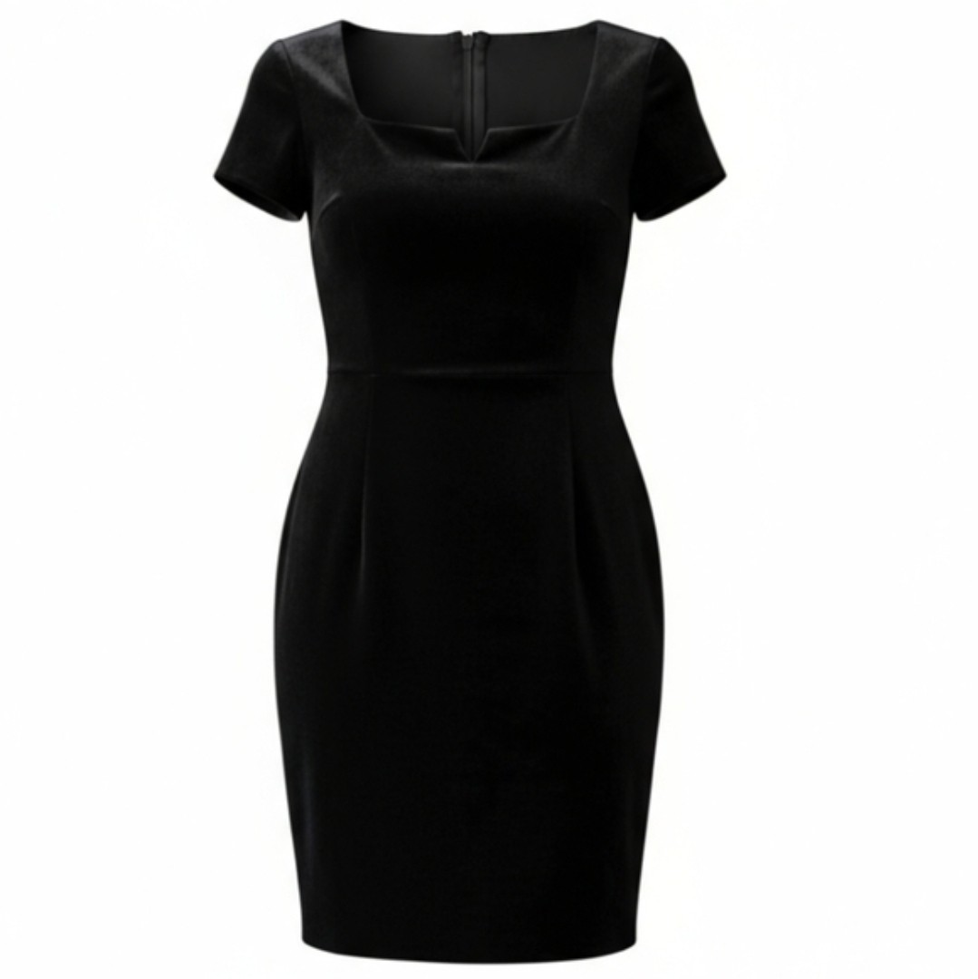 Vintage 1980s-1970s By Late Edition Union Made Black Velvet Mini Dress GUC USA