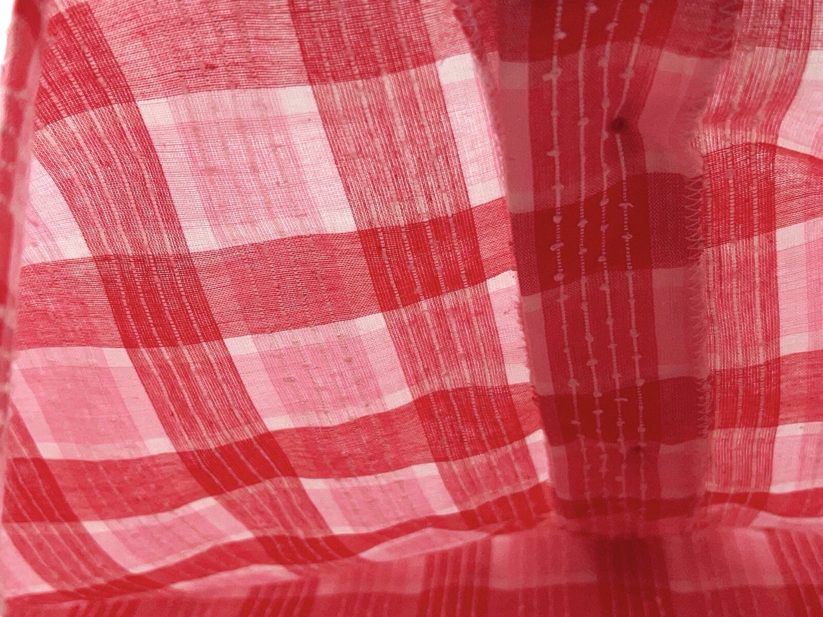 VINTAGE 50S RED PLAID SWISS DOT BLOUSE SIZE 14 NEW FASHION CREATION ROCKABILLY