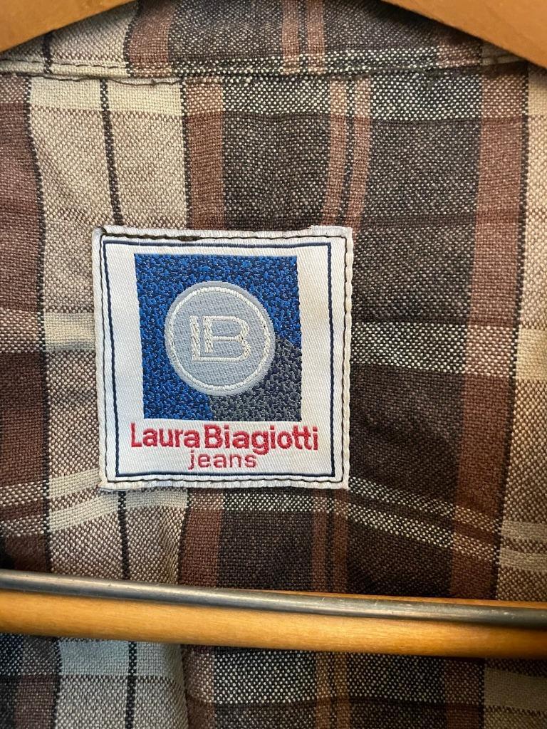 Laura Biagiotti Italy Fashion Designer Vtg Plaid & Knit Zipper Jacket Sz 42 US
