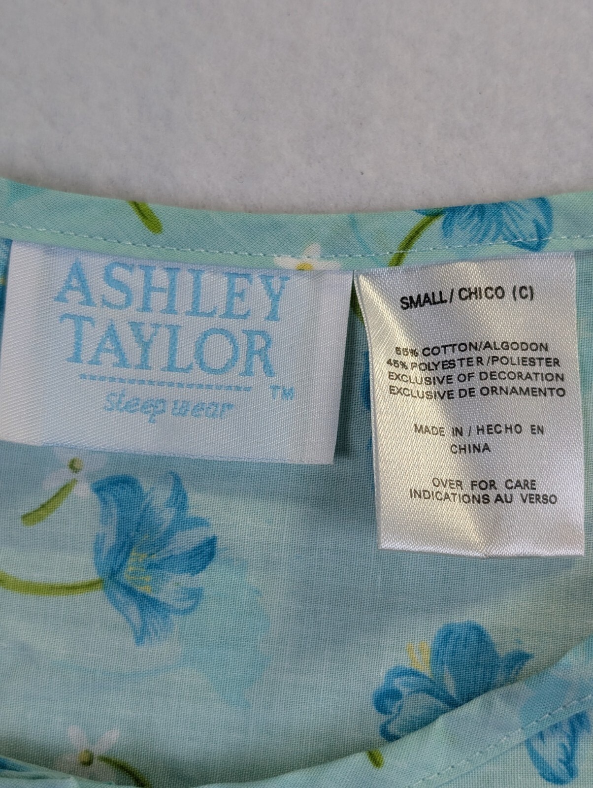 Ashley Taylor Womens Gown Size S Sleeveless Granny Sleep Wear Cotton Blend Green