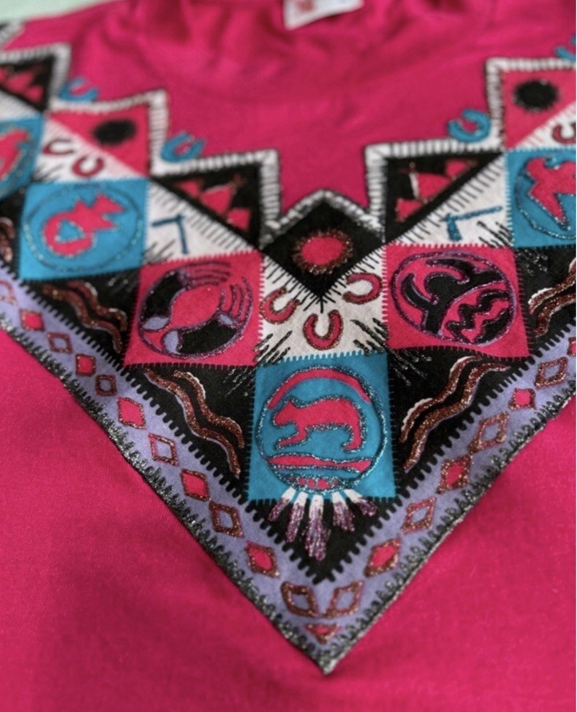 Vintage Sunbelt Native American Western T-Shirt XL Paint Fabric Southwestern Top