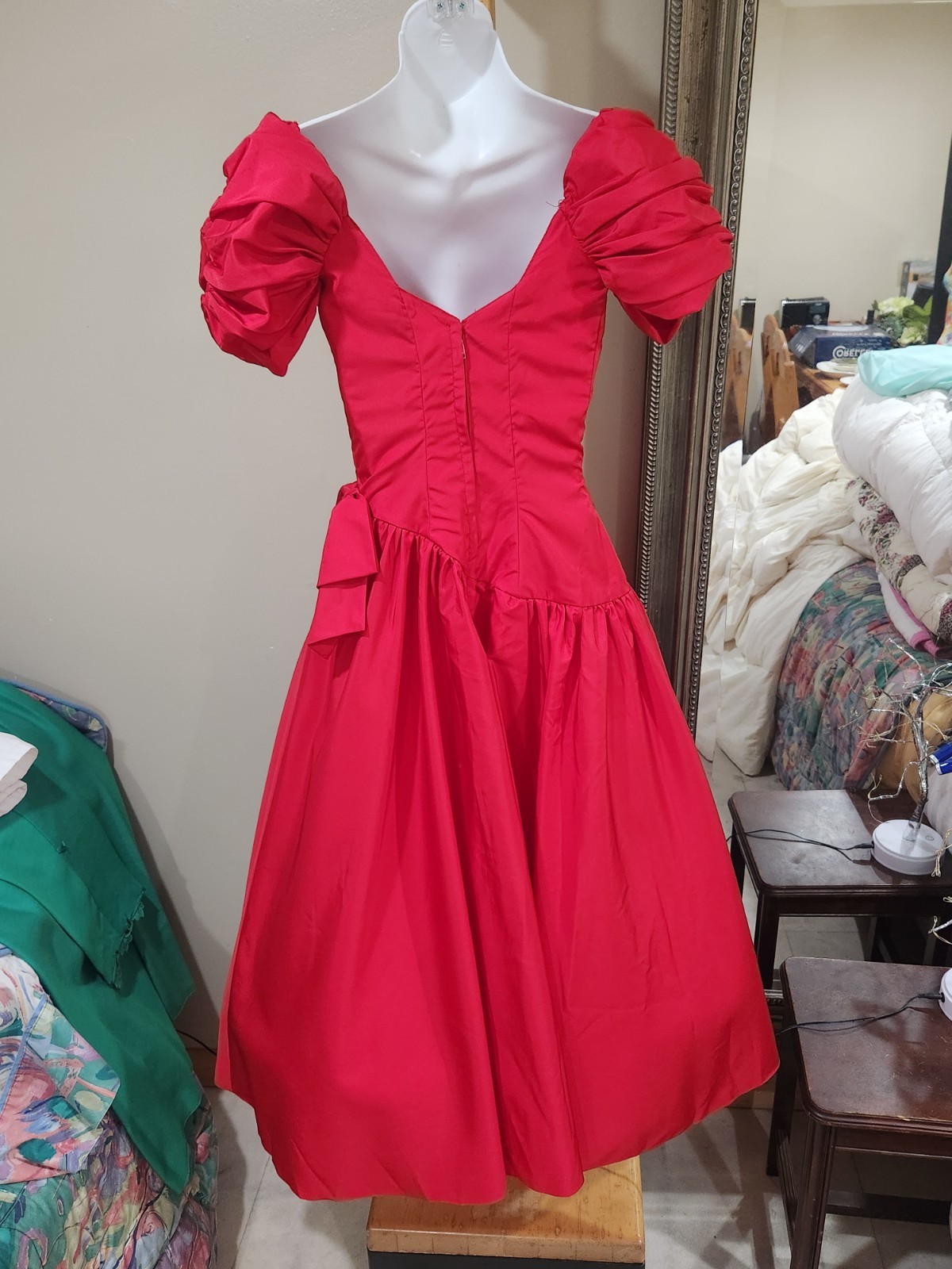 Vintage Red Prom Dress * sz XS * Good To Very Good Condition