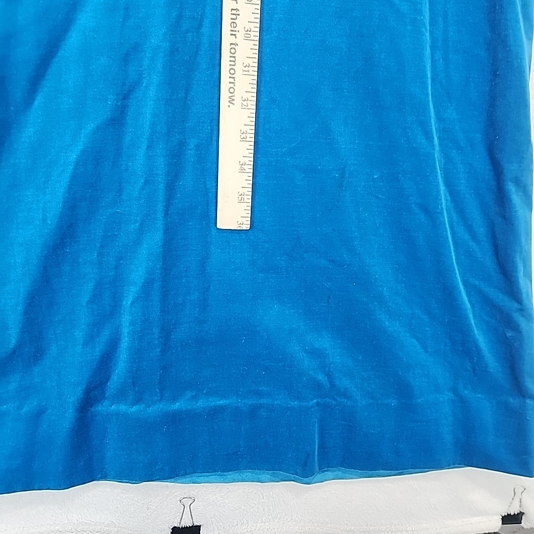 Vtg 60s 70s Empire Waist Maxi Dress Homemade Sheer Sleeve Aqua Blue Velvet