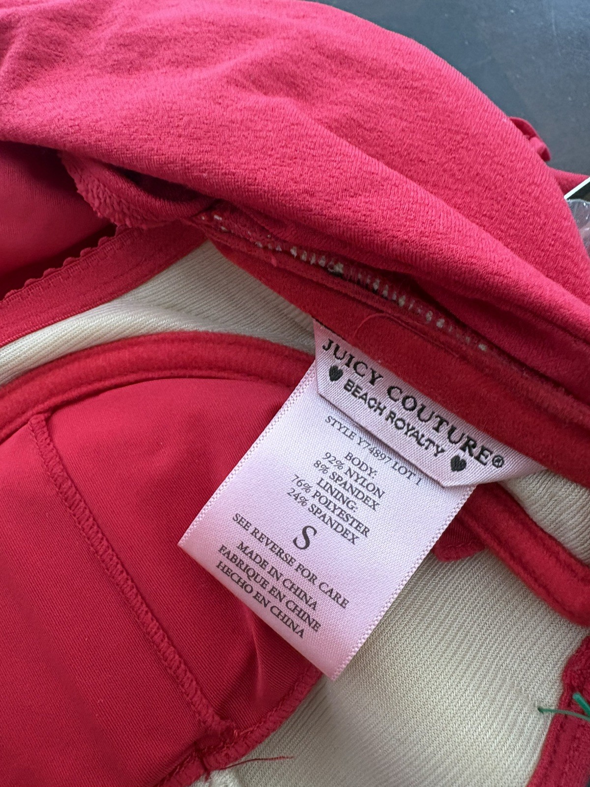 2000s Vintage DEADSTOCK Juicy Couture Cherry Red Swimsuit One Piece Y2K