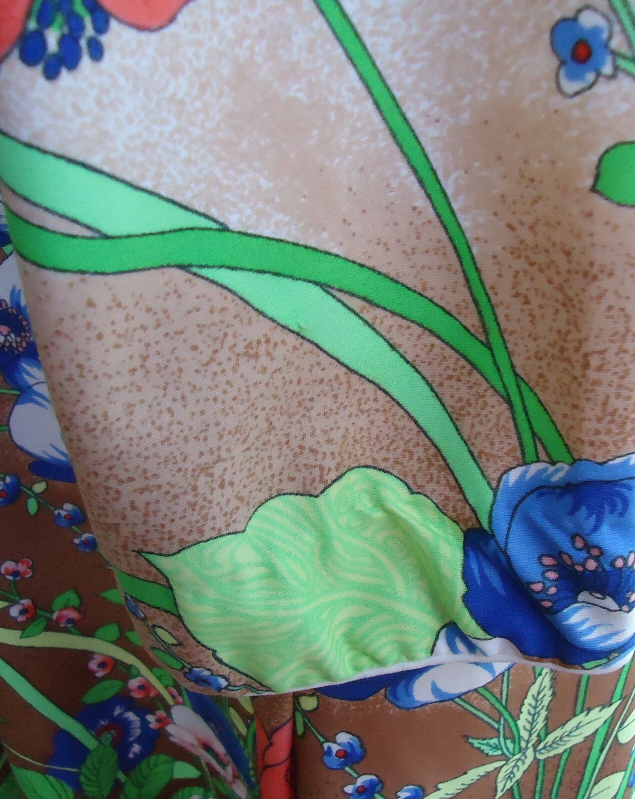 Vtg Silky M 12/14 Maxi Tropical Floral Zippered Lingerie Lounging Robe Polyester