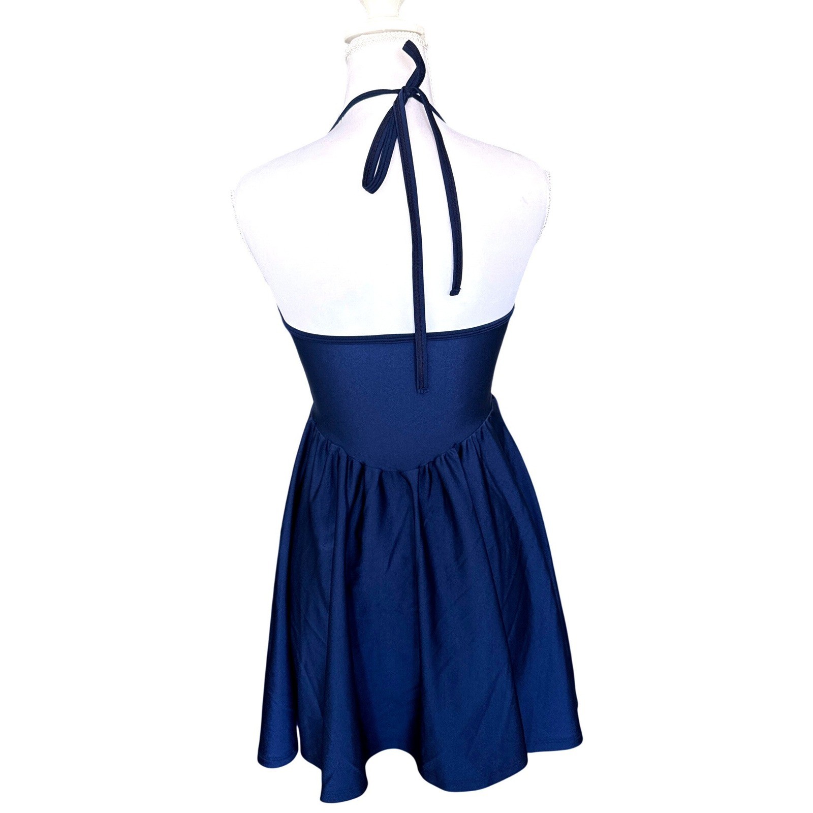 American Apparel Disco Mini Skater Dress Halter Grunge Indie Sleaze Blue Y2K XS