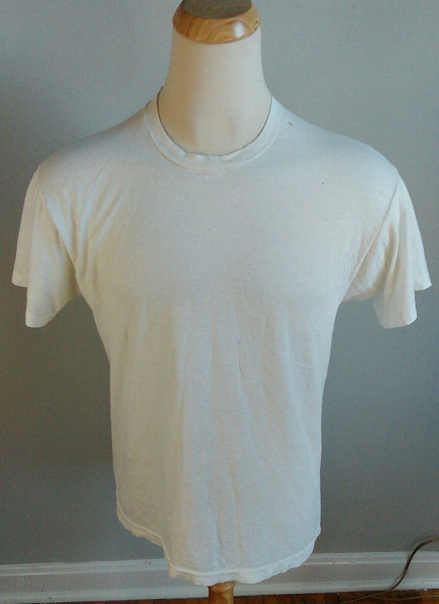Sweet! Washed Burn Out Paper Thin Holes White Blank Distressed T Shirt L