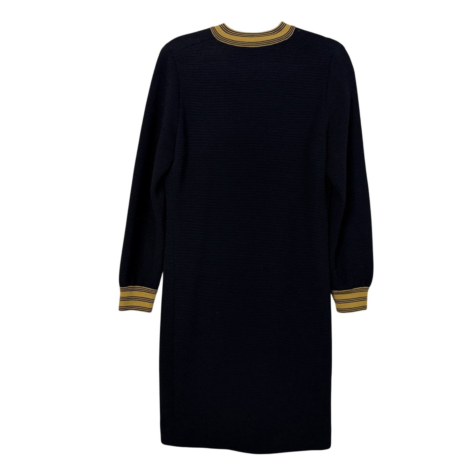 Vintage 80s Black Gold Wool Knit Sweater Dress Sz 44 S/M Preppy Old Money Italy