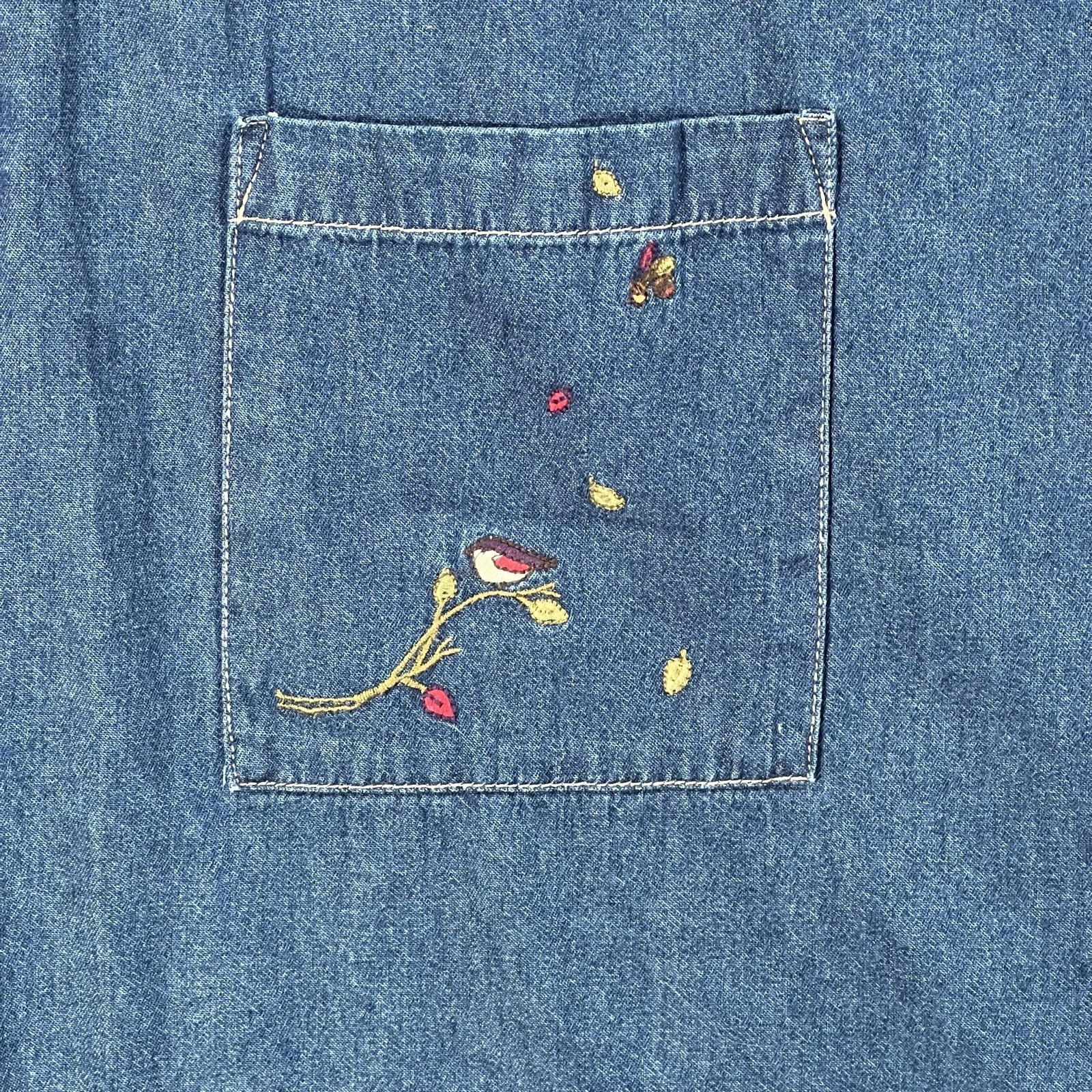 Bobbie Brooks Vintage 90s Embroidered Denim Jumper Dress Size XL (16-18)