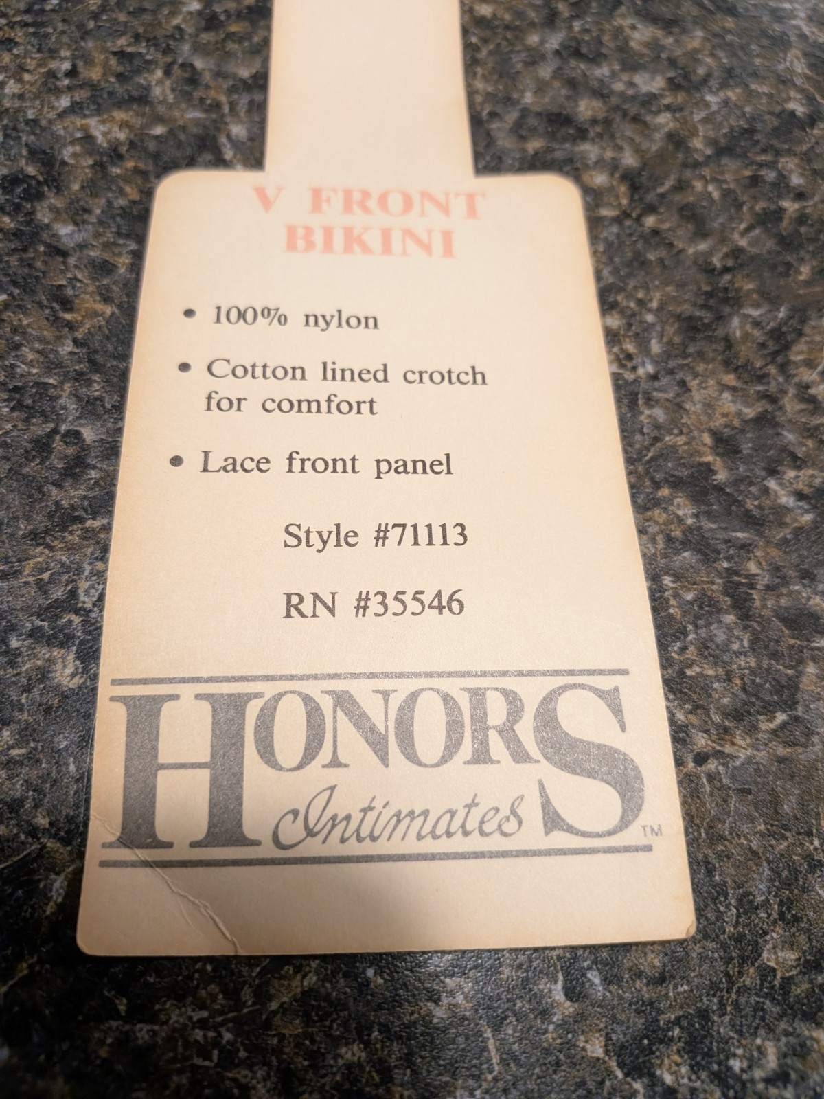Vintage 90s HONORS Intimates V front lace bikini panties nylon size 5 white
