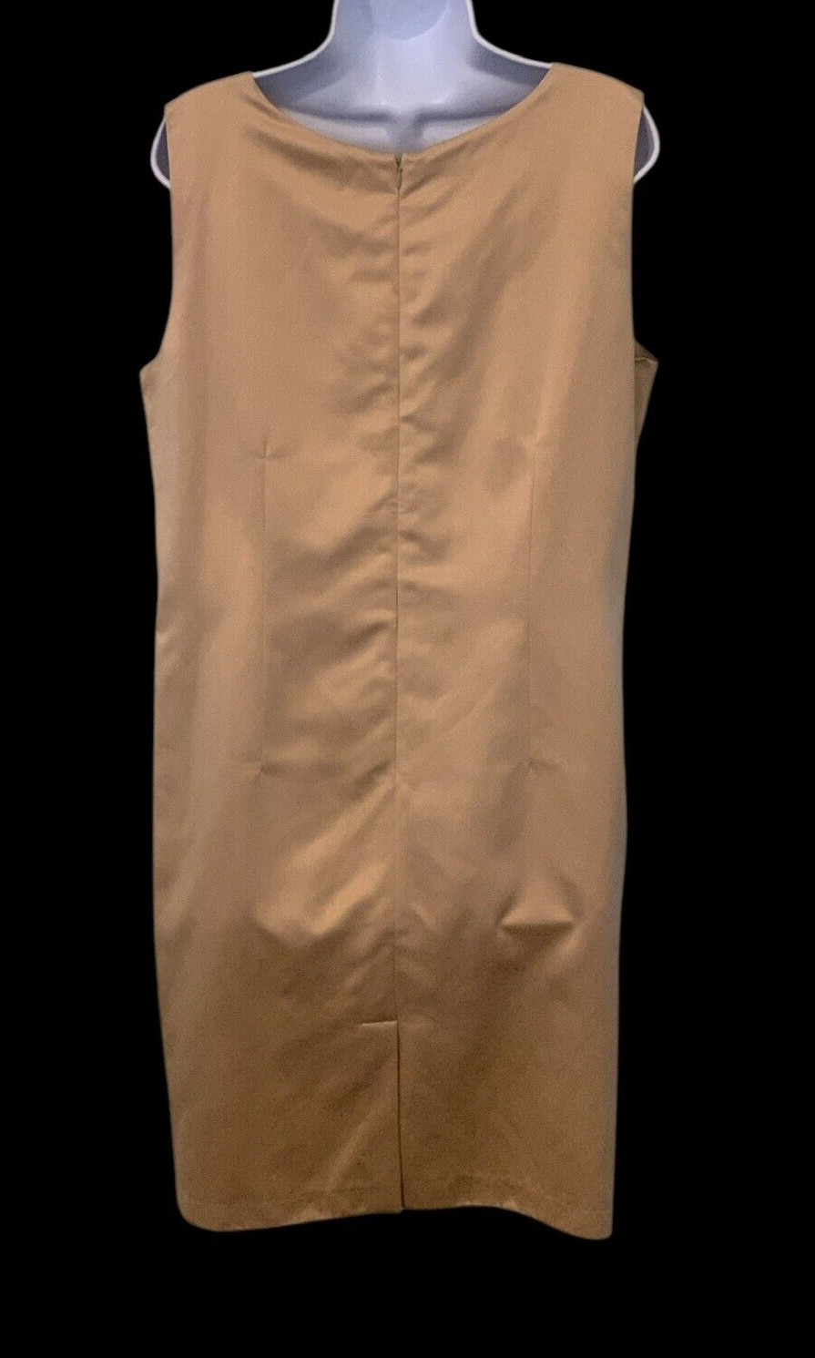 Victoria Holley Womens 2 PC Dress Set Size 14 Gold Silk Blend Matching Cardigan