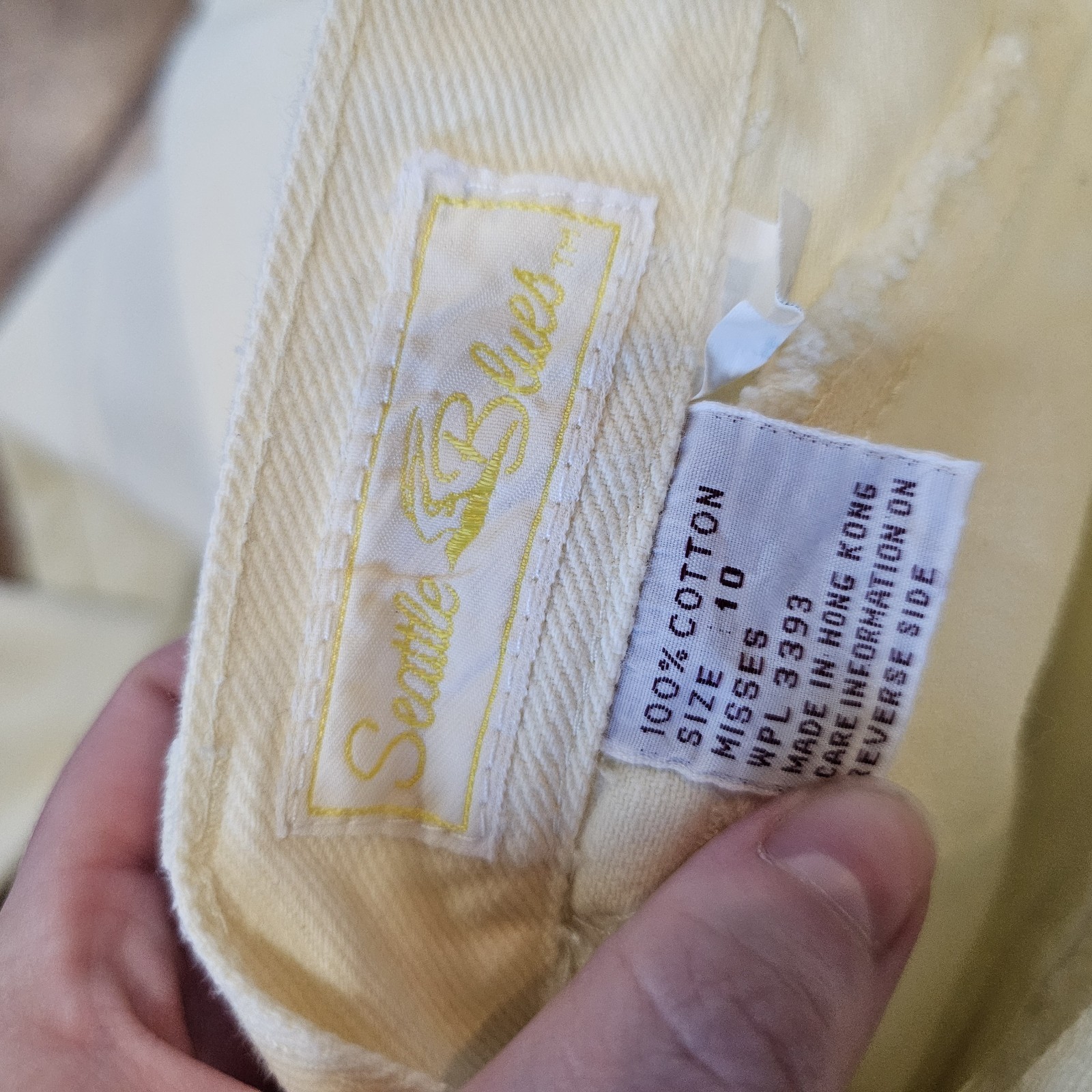 Vintage Seattle Blues Pants Light Yellow Mom High Rise Western Style 80s 90s
