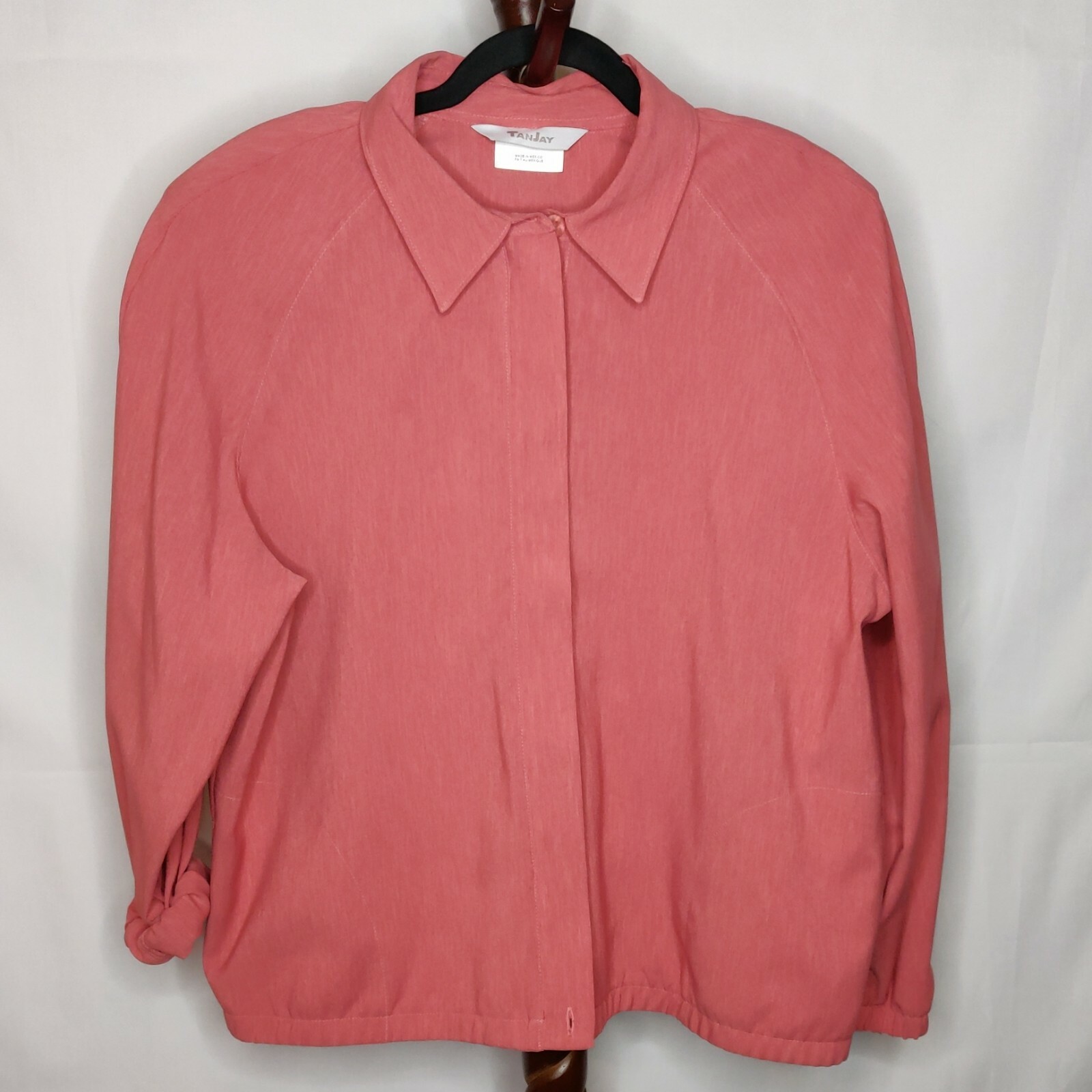 Tan Jay Vintage women’s size L shirt salmon color collared full zip long sleeves