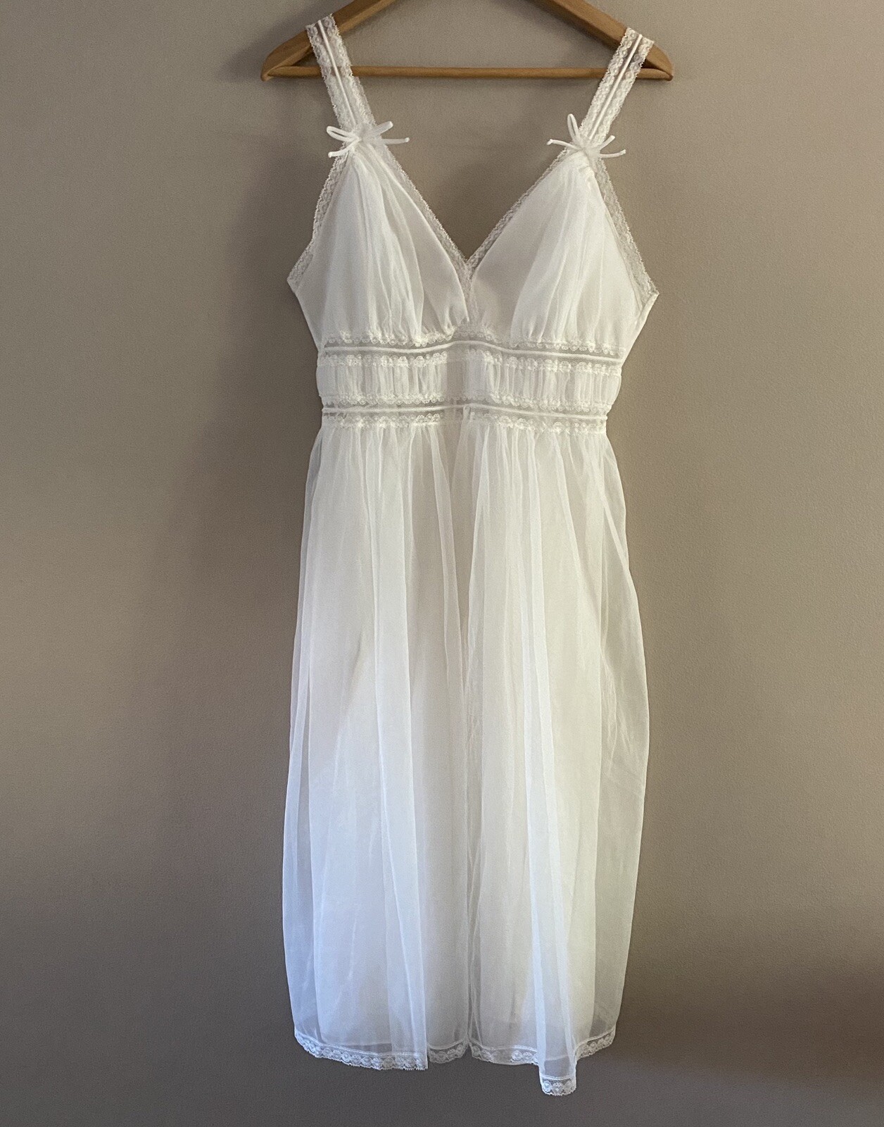 Vintage Gotham Gold Stripe Lace Tulle Lined Slip Dress Fairy Ballet Core Sz. 36