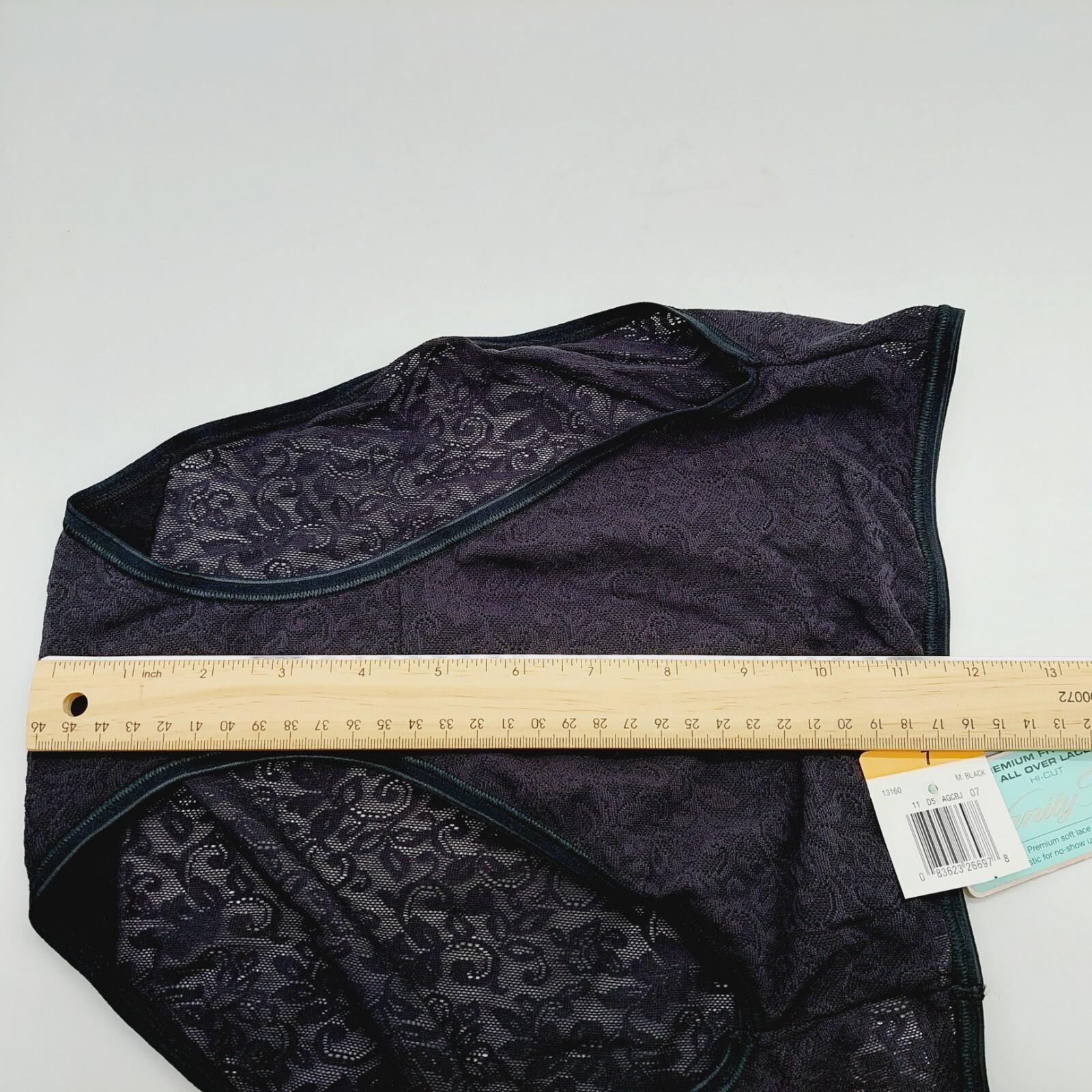Vanity Fair Panty Nylon Lace Hi-cut 7 Black Hi Cut Premium Fit #13-160 NWT Vinta