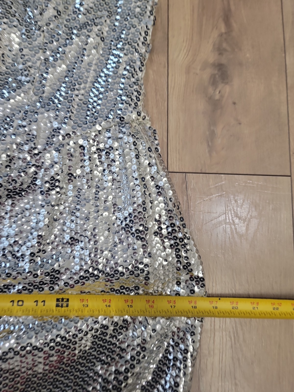 VTG 80s Alice Designs Silver Sequin Beaded Evening Gown Formal Prom Dress