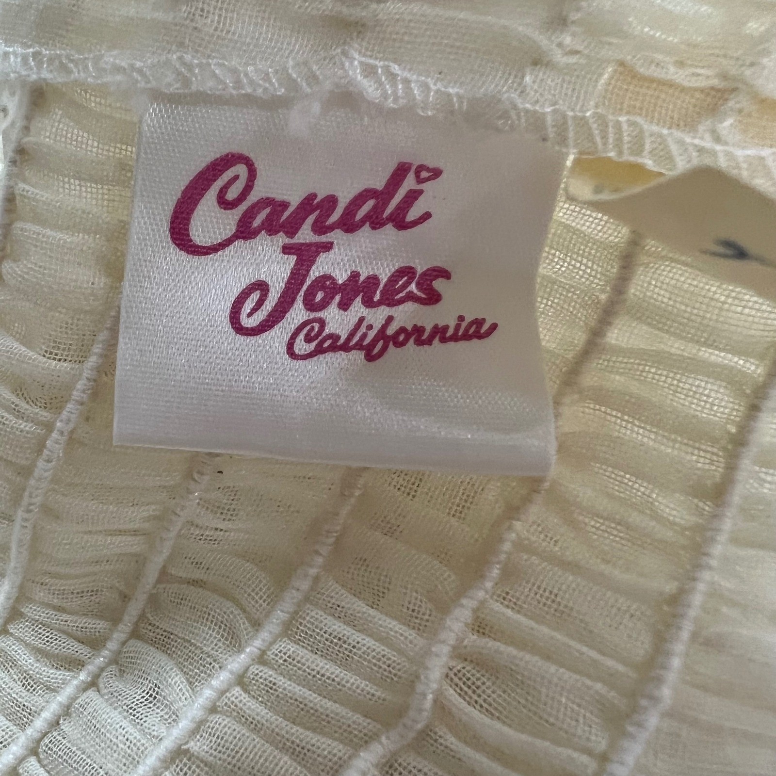 Vintage 70s Candi Jones Ivory Lace Maxi Dress Smocked Prairie Boho Wedding Small