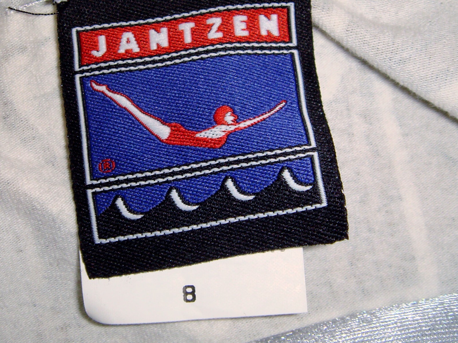 Vintage 90’s Bikini Swimsuit Jantzen Size 8 White Green Gold Made USA EUC
