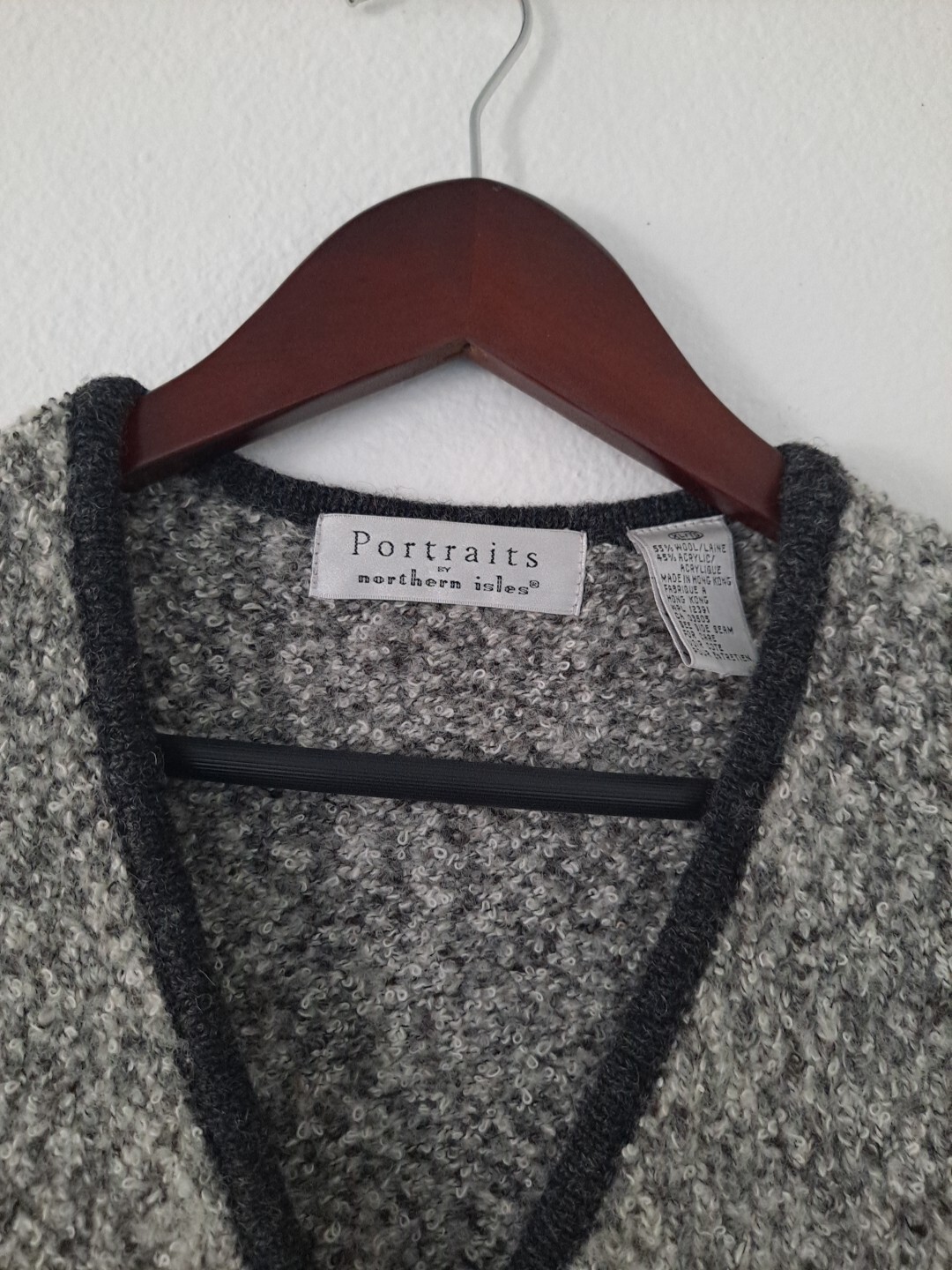 Vintage Portraits Sweater Vest By Northern Isles Wool Blend Color Block Size XL