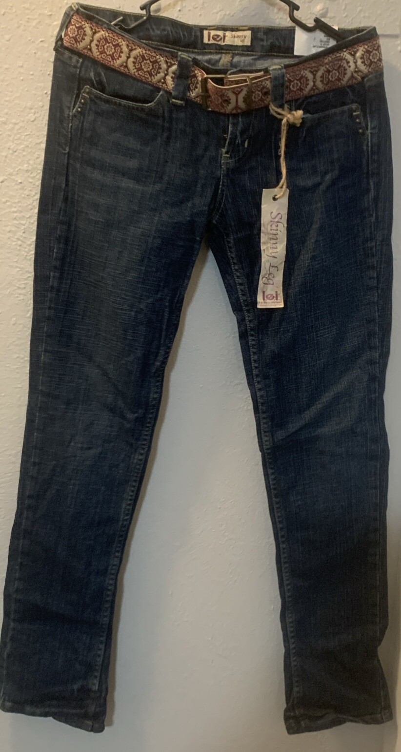 Vintage l.e.i “LIFE ENERGY INTELLIGENCE” Jeans Sz 7 NWT /matching Belt