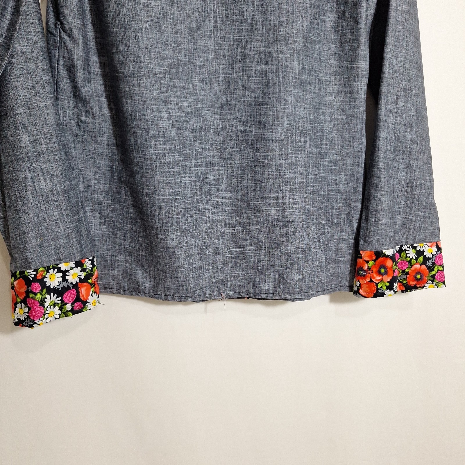 Vintage 70s Chambray Western Shirt Women S Floral Contrast Yoke Cotton Cowgirl