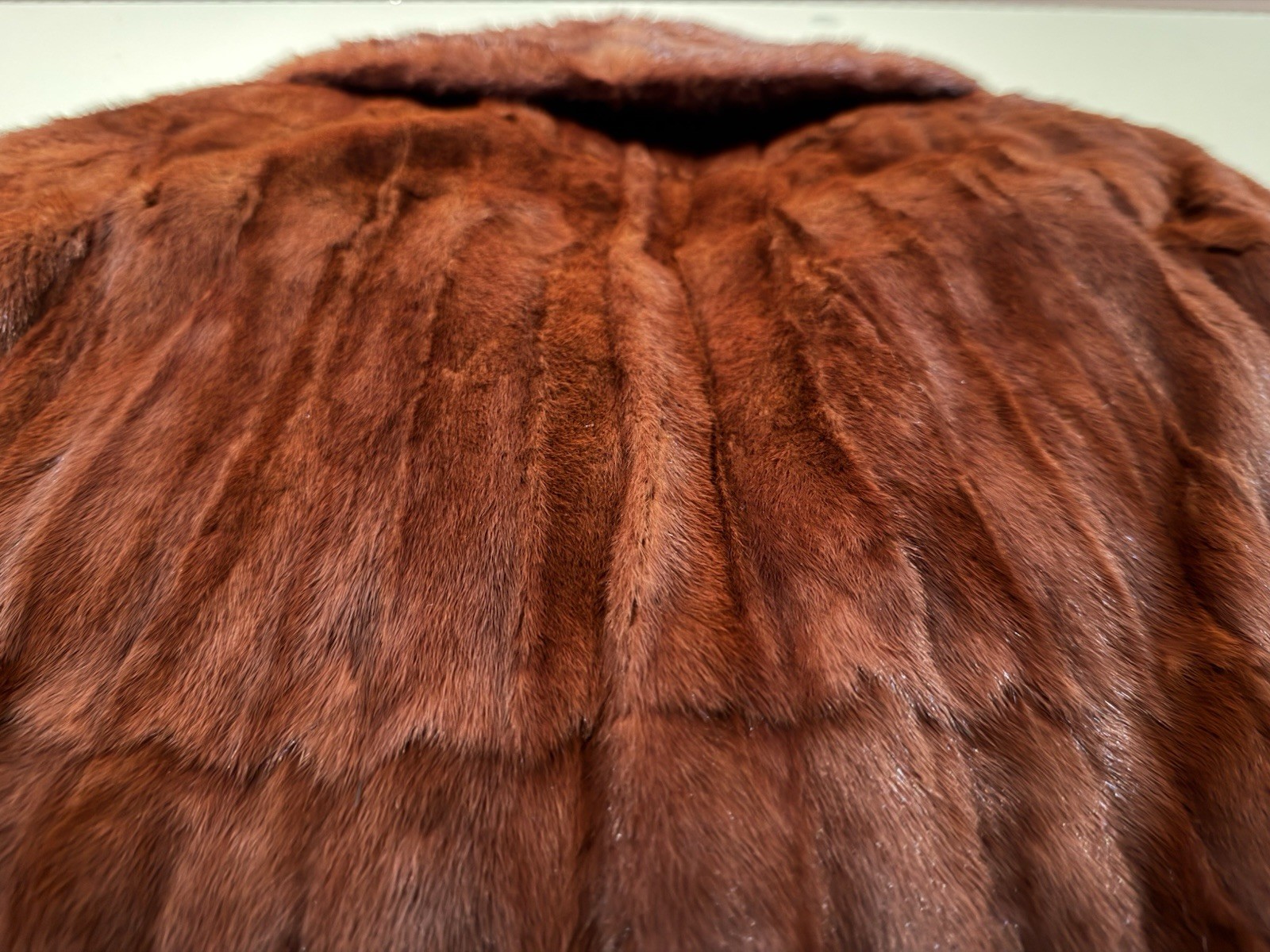 Vintage KESSLER Furrier St Louis Dyed Dark Red Mink Fur Shawl Collar CAPE PONCHO