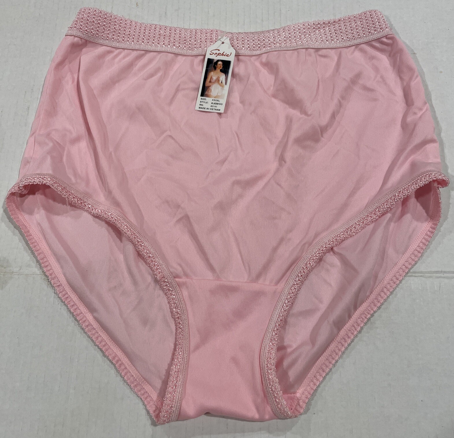 3-Vtg Sophia Nylon Panties Elastic Waist & Thigh Pink Purple Green XXXXL NWT