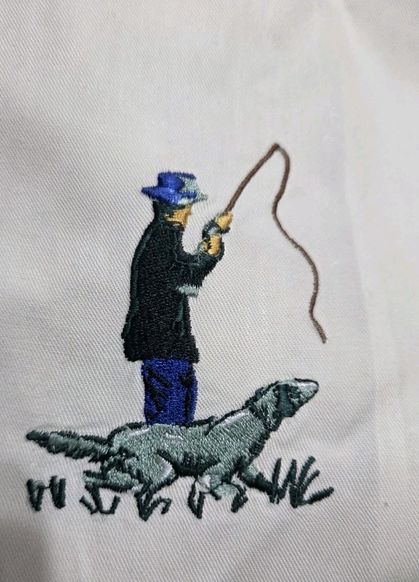 Vintage Architect Cream Shirt Embroidered LS Size Medium Pheasant Geese Bird Dog