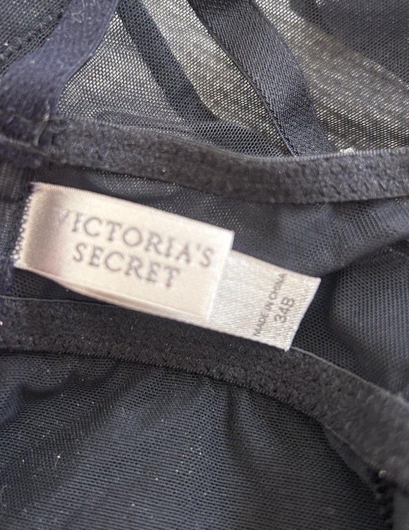 Victoria’s Secret 2008 Black Lingerie Babydoll SZ 34 B Lace Sexy