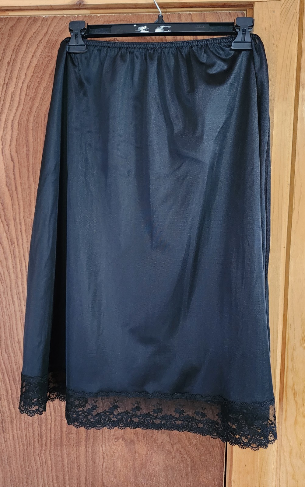 FORTUNE 70’s vintage 100% Nylon slip skirt lace trim in black size XL VTG