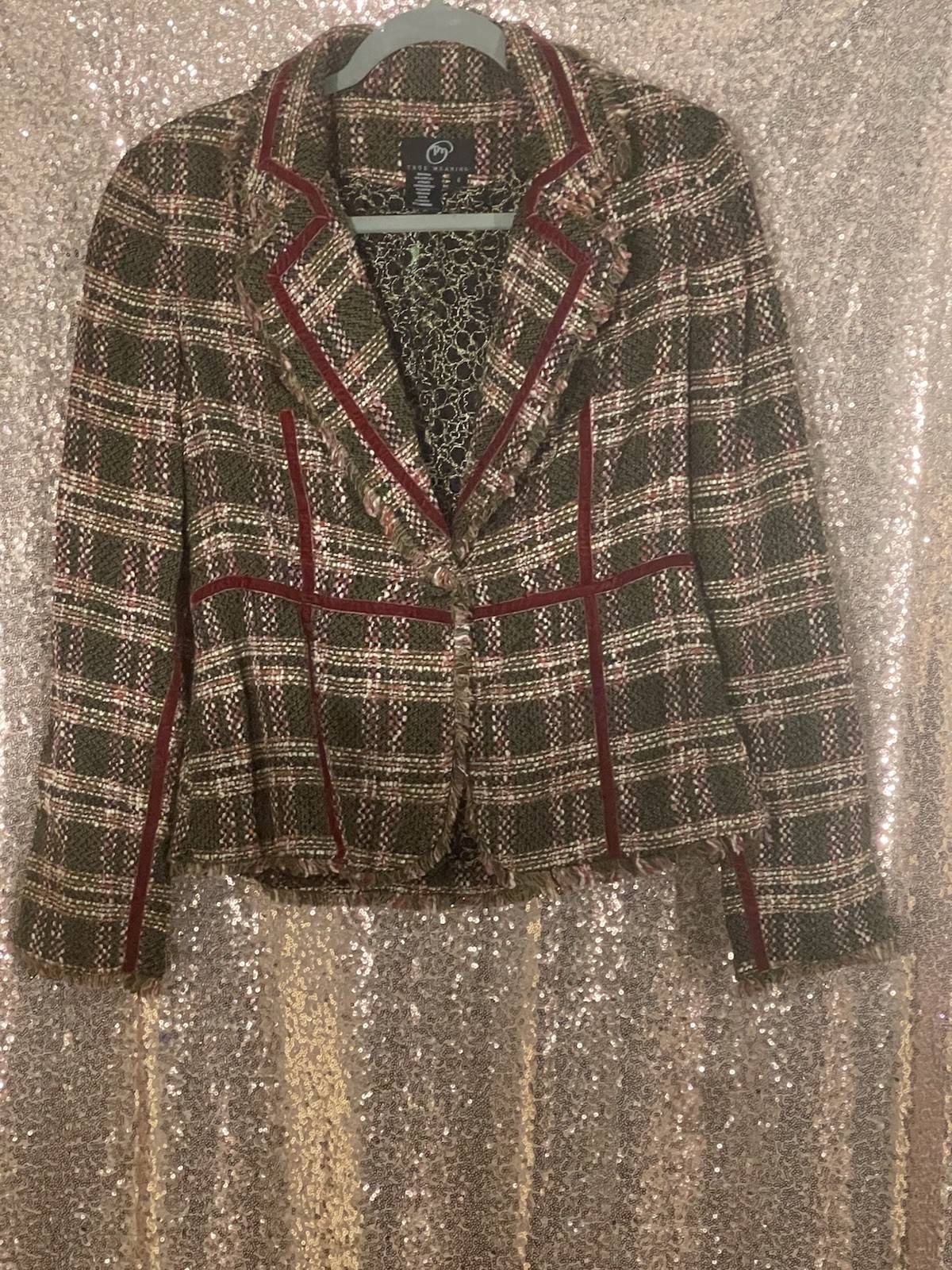 Vintage Tweed-True Meaning Wool Jacket , With Beautiful Velvet Detailing.